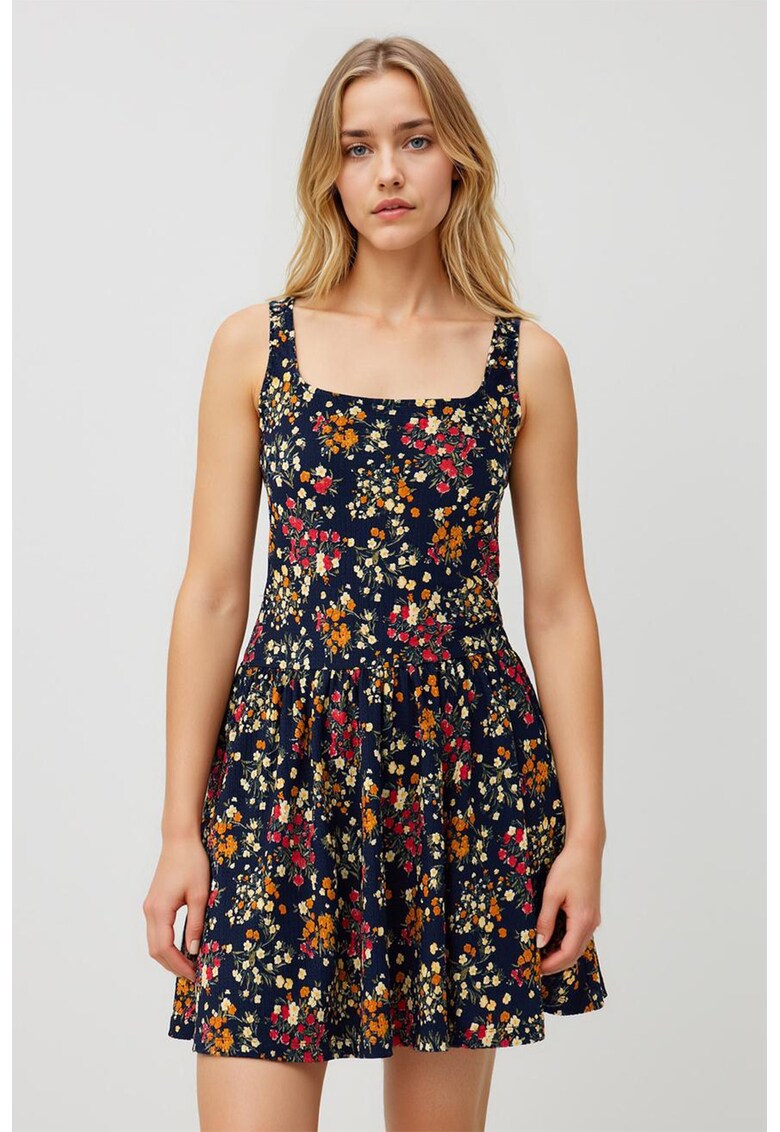 Rochie mini cu imprimeu floral - Rosu/Portocaliu/Bleumarin