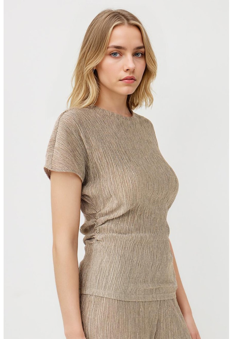 Bluza texturata cu maneci scurte