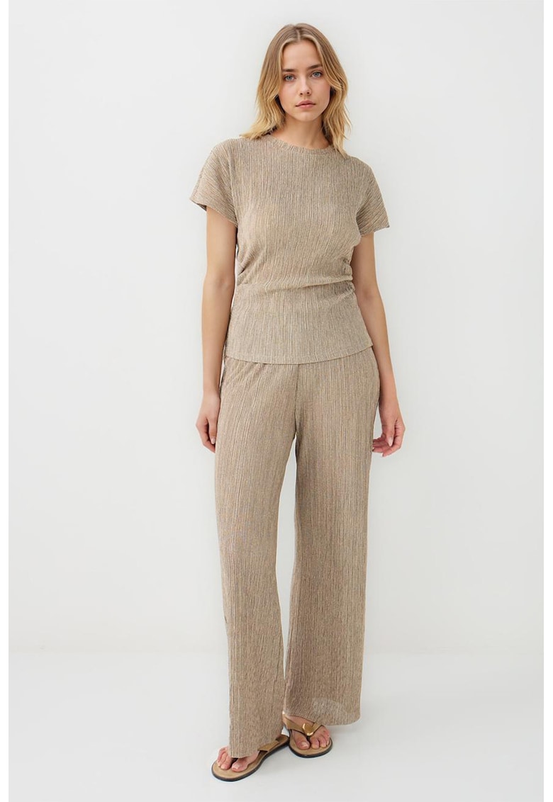 Pantaloni relaxed-fit cu model uni
