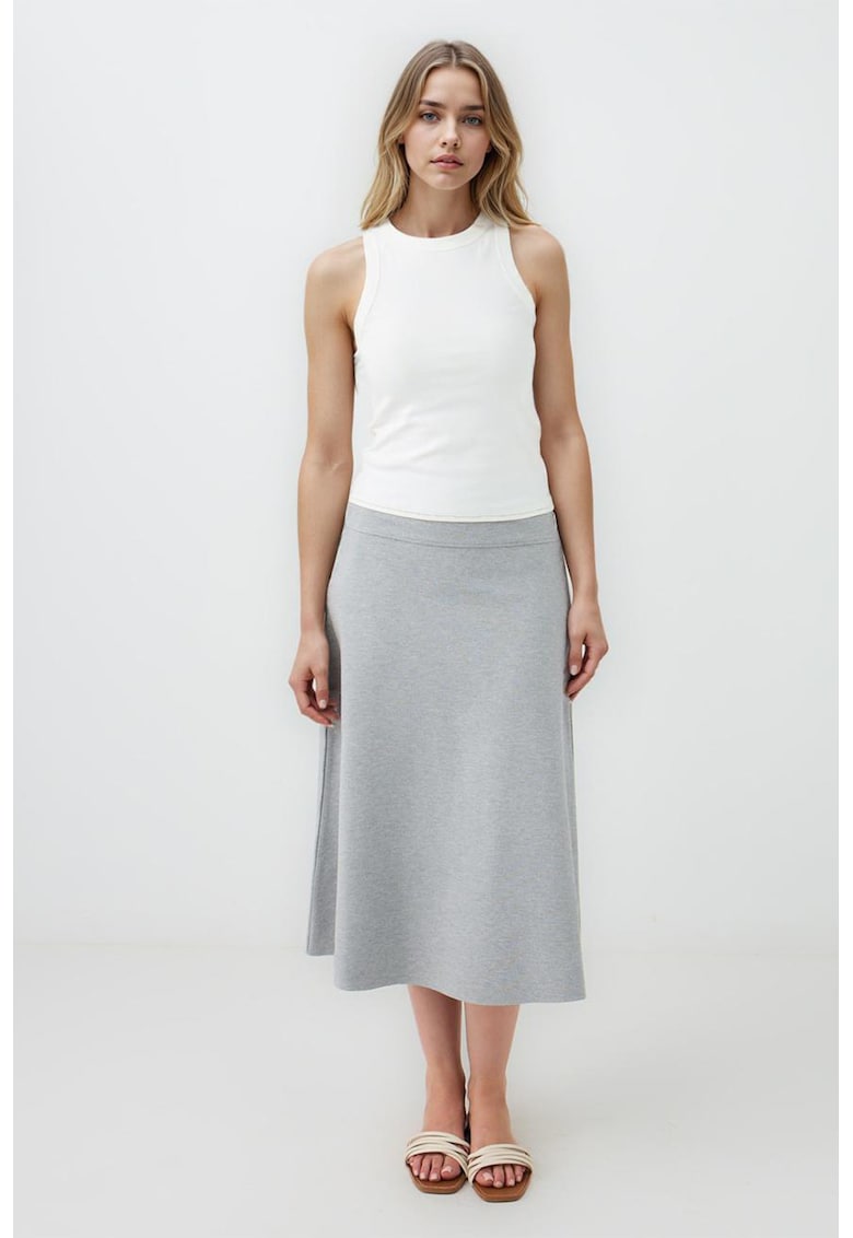 Fusta midi evazata - Gri melange