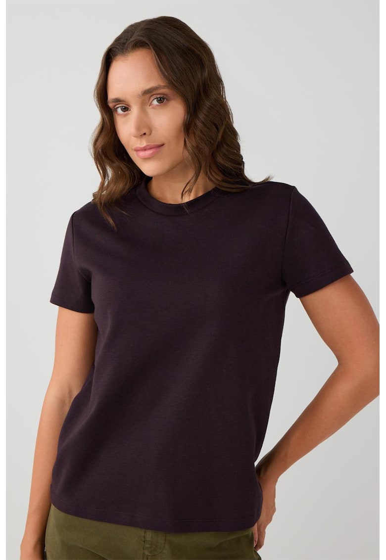 Tricou uni din amestec de bumbac - Maro inchis