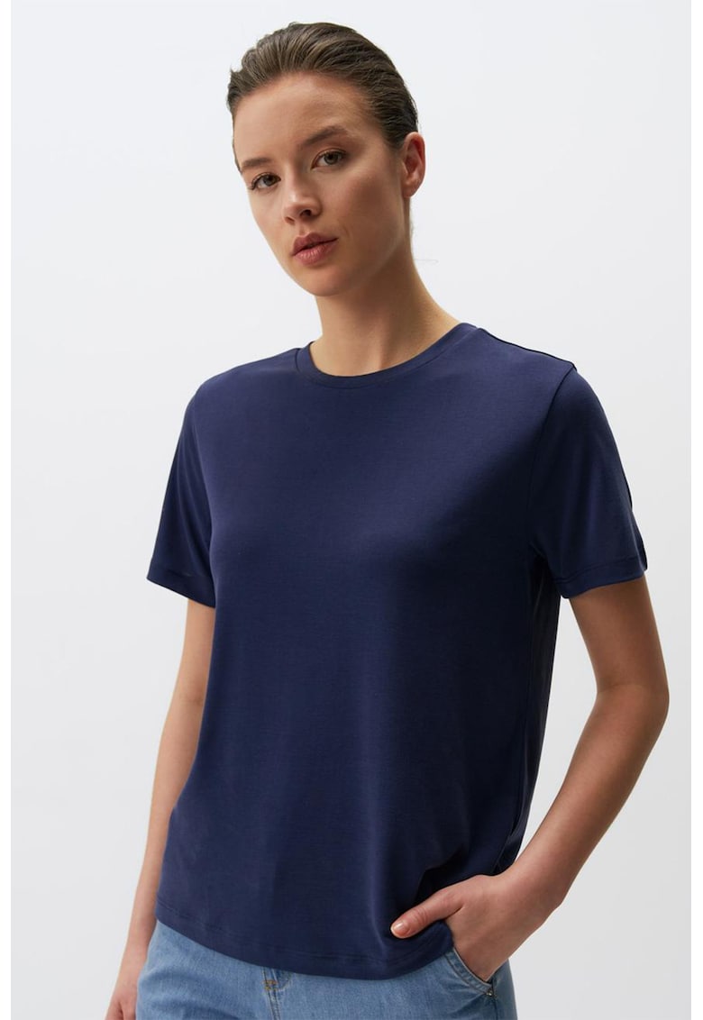 Tricou din amestec de modal cu decolteu la baza gatului
