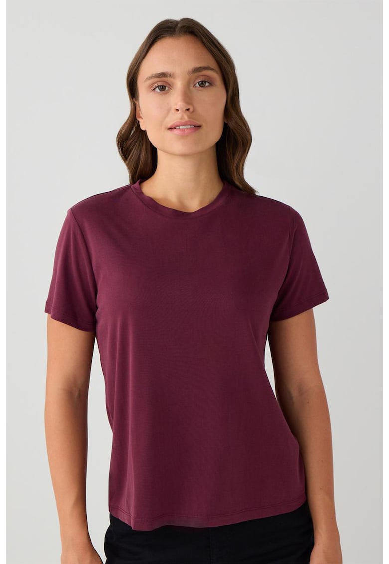 Tricou din amestec de modal cu decolteu la baza gatului