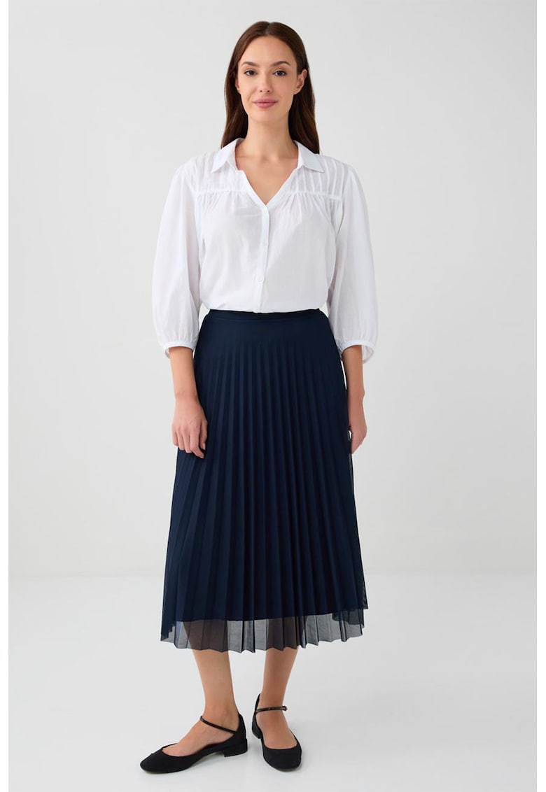 Fusta midi cu pliuri - Bleumarin