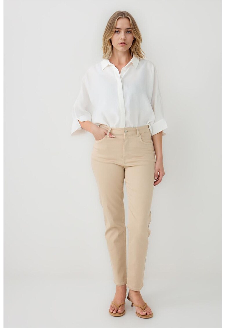 Blugi regular fit cu talie inalta - Bej deschis