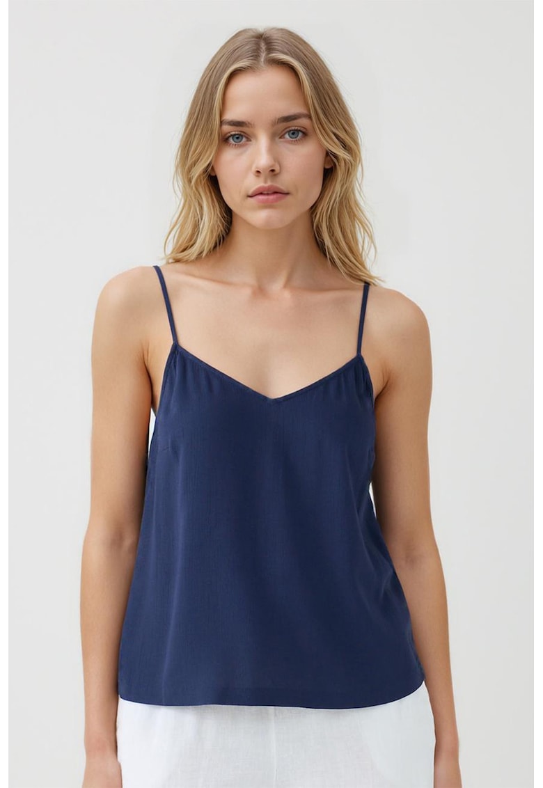 Top lejer cu model uni si bretele inguste