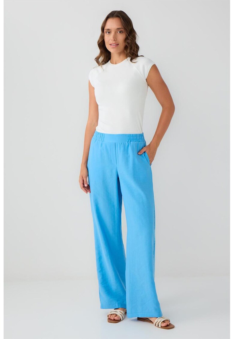 Pantaloni din amestec de lyocell cu talie elastica