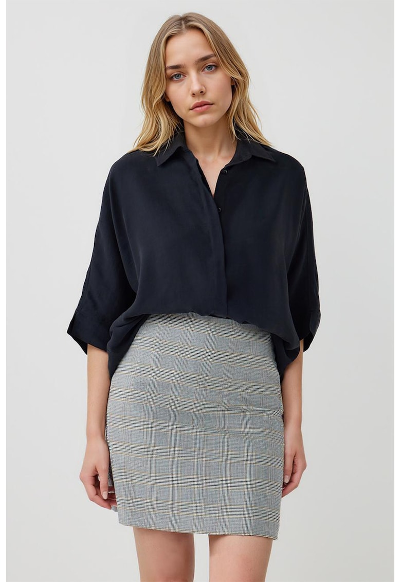 Fusta dreapta cu model in carouri - Gri deschis