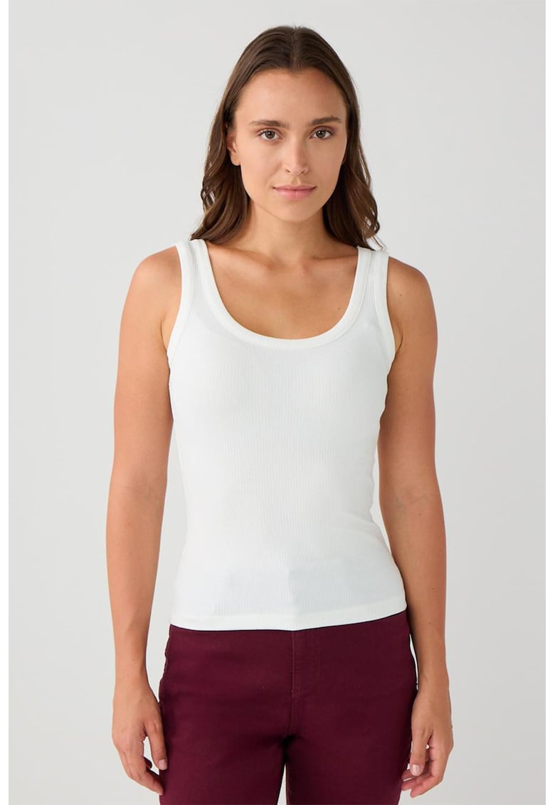 Top din amestec de modal cu decolteu rotund