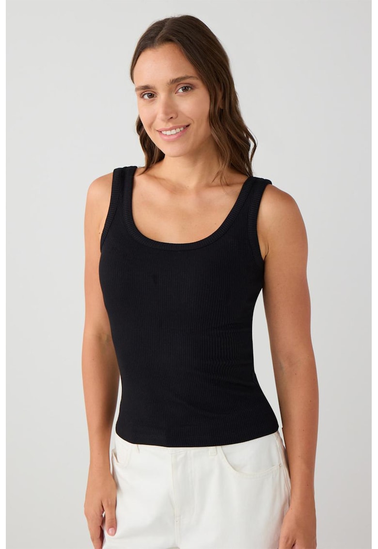 Top din amestec de modal cu decolteu rotund