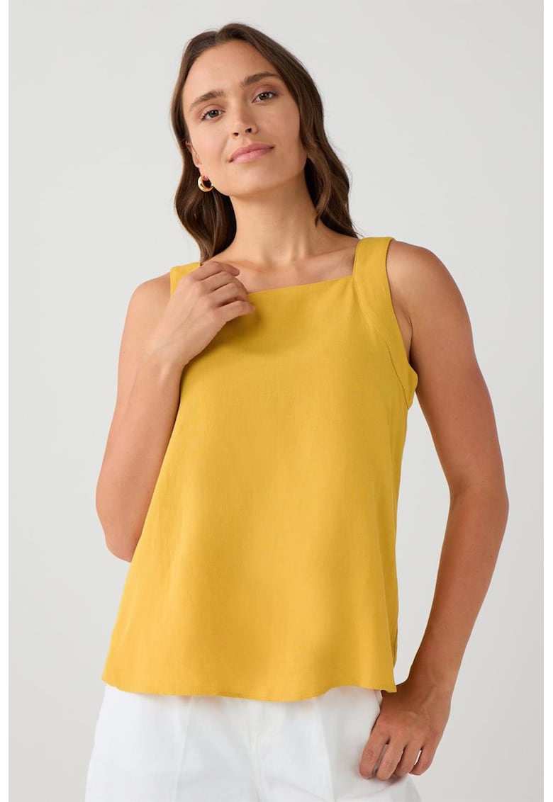 Top din amestec de in cu decolteu patrat