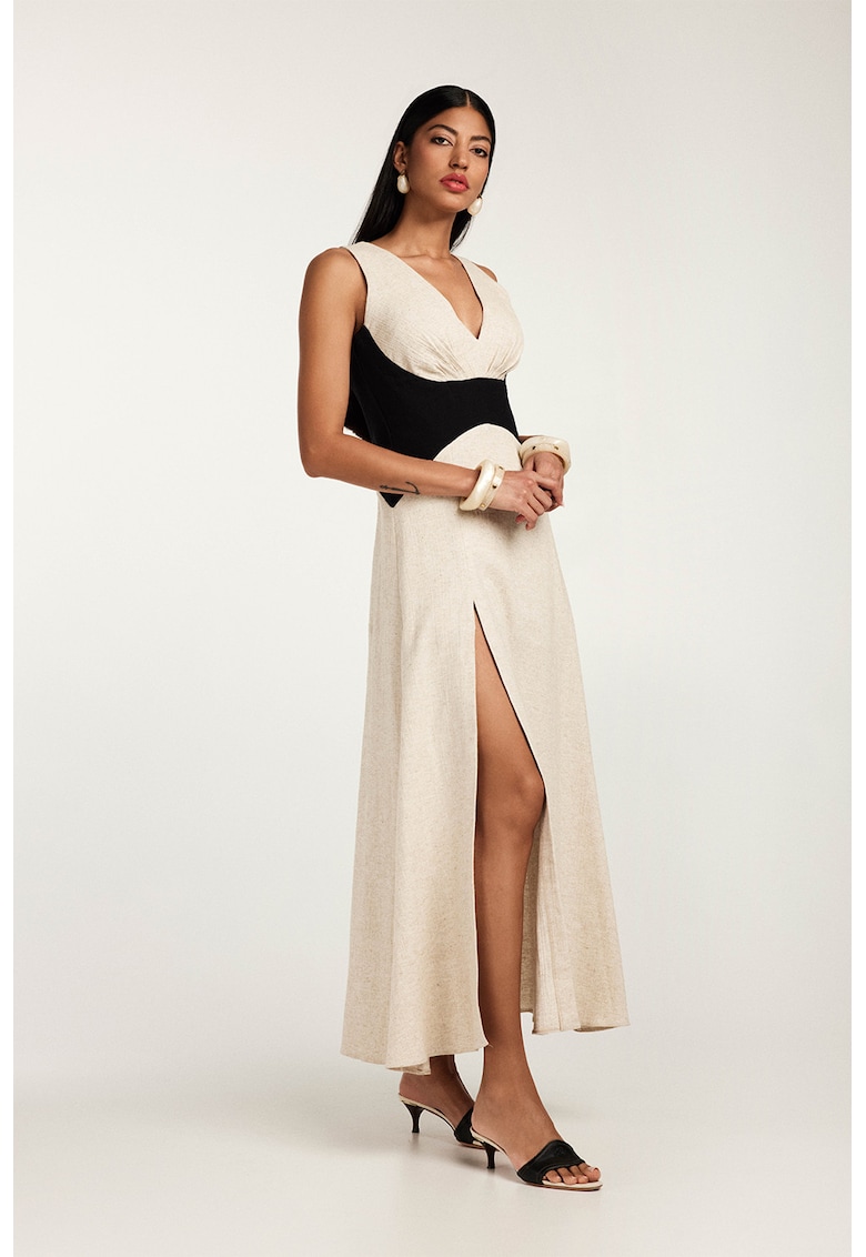 Rochie din amestec de in cu slit lateral Marrakesh