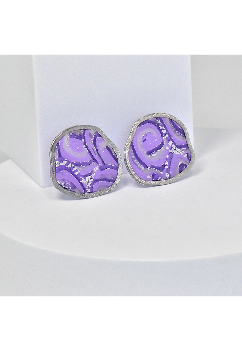 Cercei din lut polimeric si rasina epoxidica - usori - multicolor