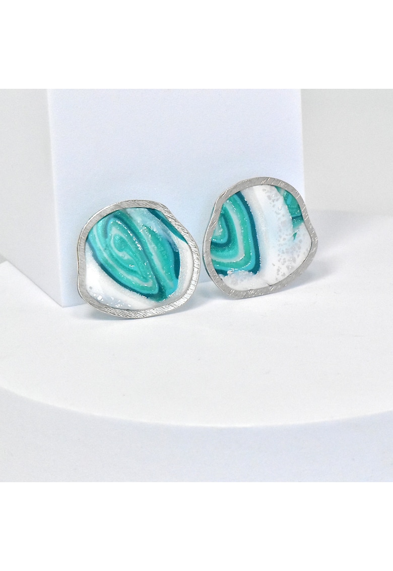 Cercei din lut polimeric si rasina epoxidica - usori - multicolori - dimensiuni mari