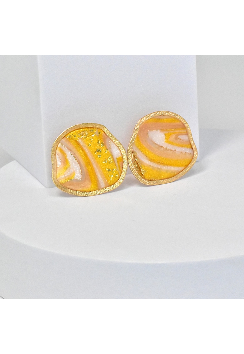 Cercei lut polimeric si rasina epoxidica - usori - multicolor - lucrat manual