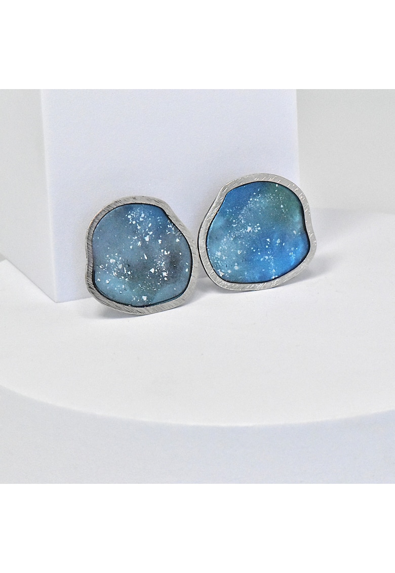 Cercei din lut polimeric si rasina epoxidica - usori - multicolori - 5x3cm