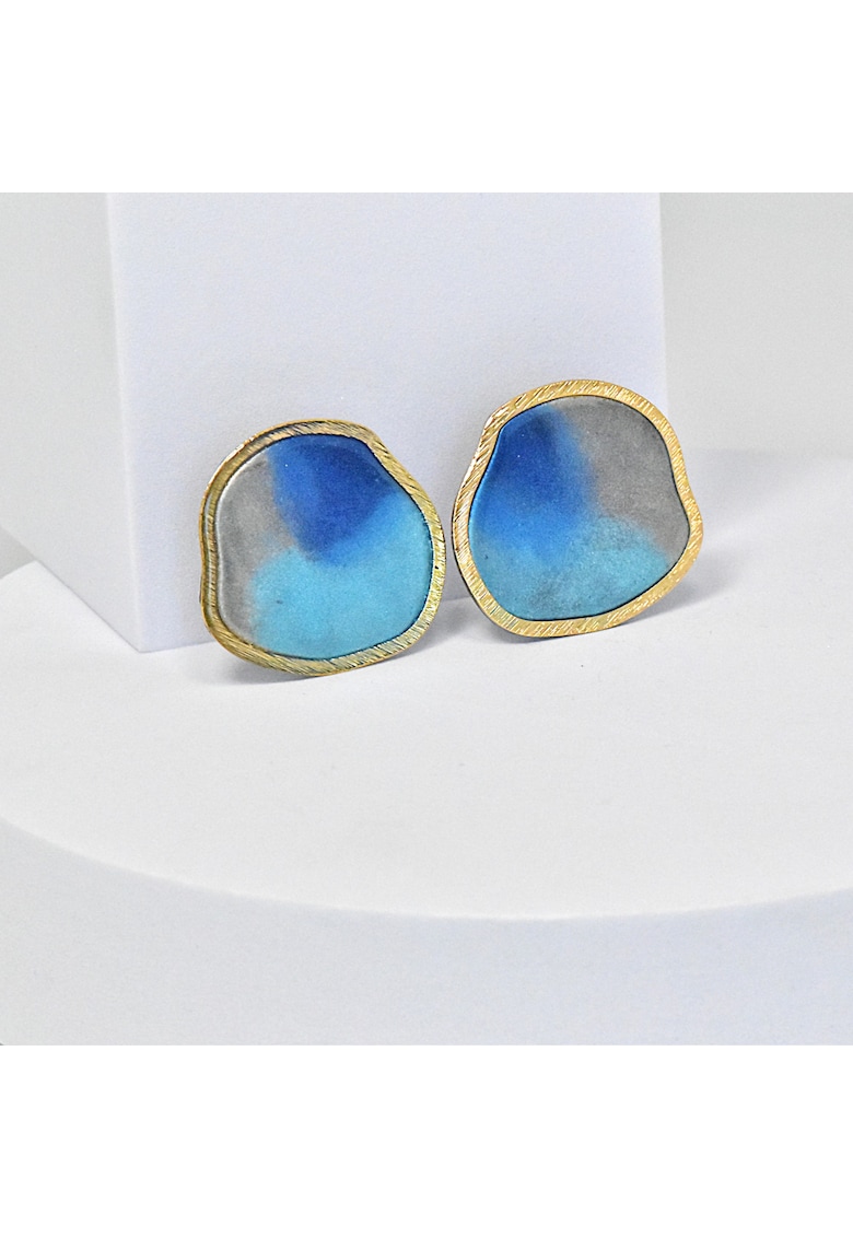 Cercei din lut polimeric si rasina epoxidica - coloana de culoare - design unic - marime mare