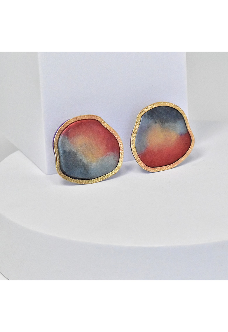 Cercei din lut polimeric si rasina epoxidica - uni - dimensiuni mari - usori - multicolor