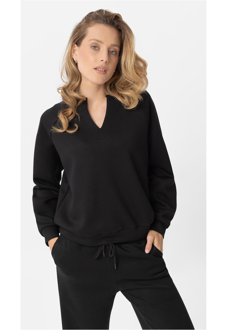 Bluza de trening cu decolteu in V B-Kaya - dama - Comfort Fit - lejer - negru