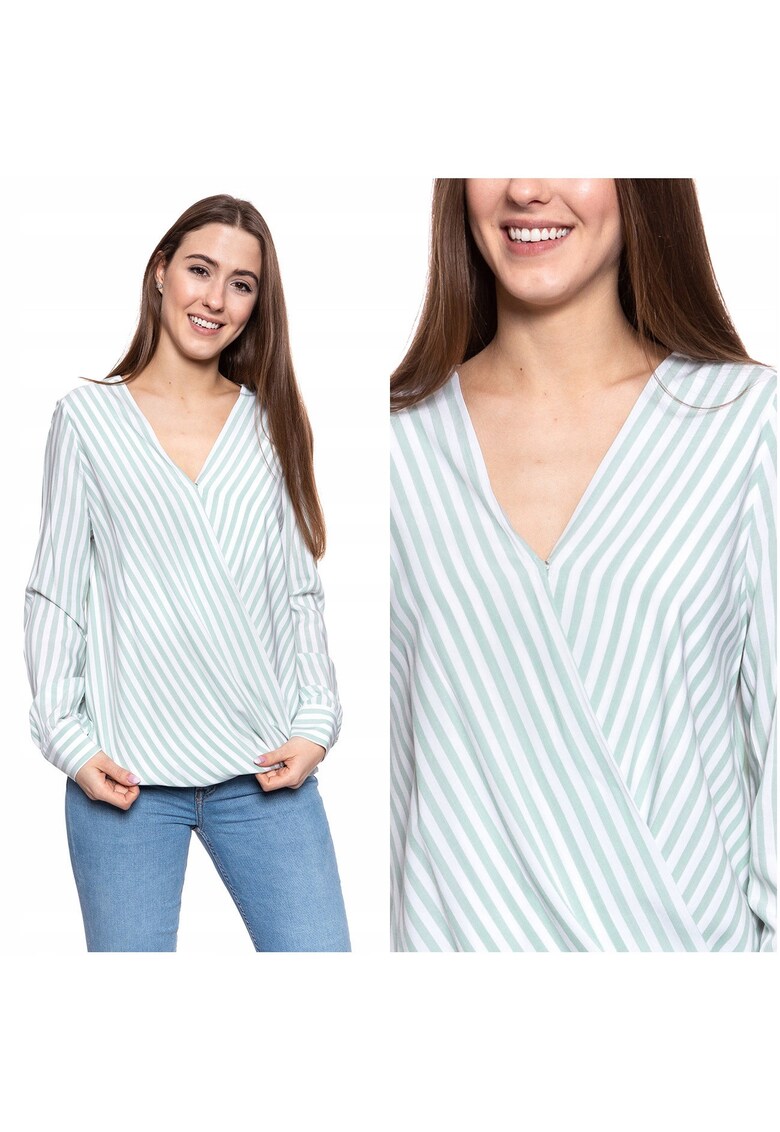 Bluza Dama - Erika Wrap Stripe S - Bumbac - Zilnic - Croi Regular - Design Atemporal - Calitate Superioara - Confortabil - Albastru