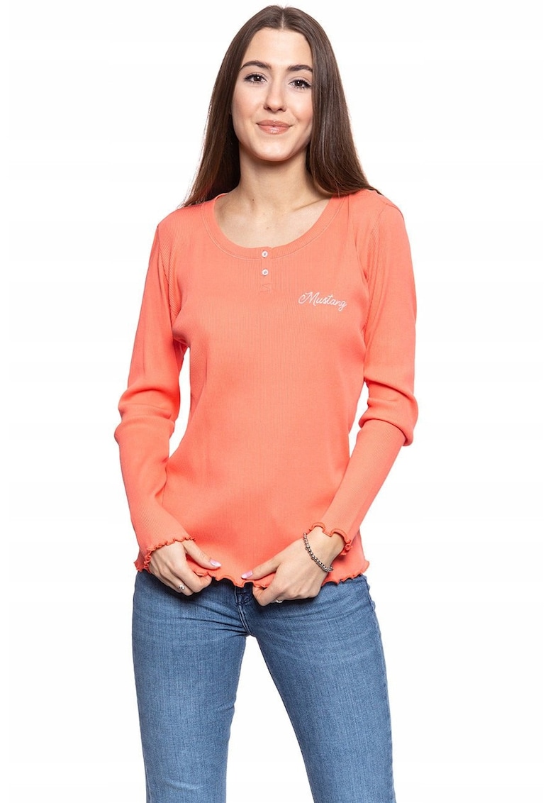 Bluza Dama - Anne H Rib - Croi: Slim Fit - Stil: Ingustat / Ajustat - Inchidere: Nasturi - Compozitie Material: 100% Bumbac - M Intl - Portocalie