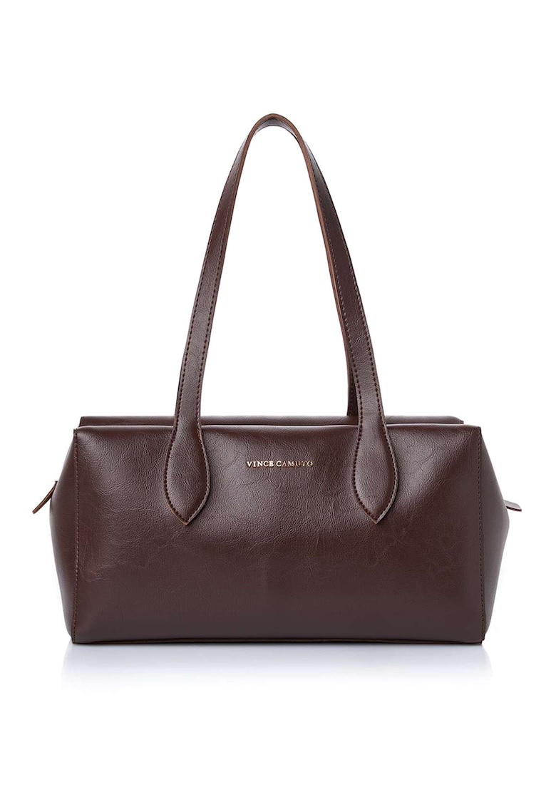 Geanta din piele ecologica cu bareta de umar si detaliu logo