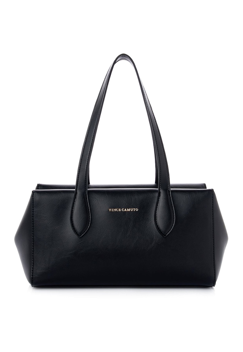 Geanta din piele ecologica cu bareta de umar si detaliu logo