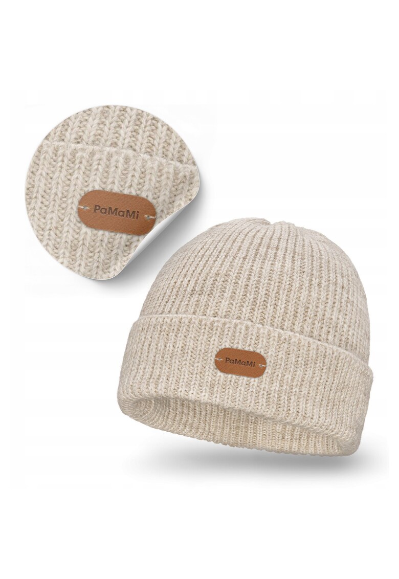 Caciula de iarna - 18595-004 - universala - 55-58 cm - acril - calduroasa - confortabila - fara pompom - bej - produs polonez - fara captuseala din fleece - stil universal - perfecta pentru toamna si iarna - confortabila de purtat