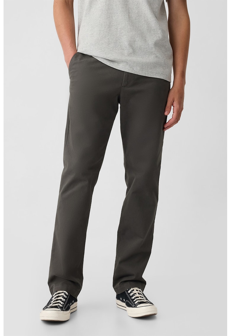 Gap Pantaloni Chino drepti cu buzunare oblice - Gri inchis