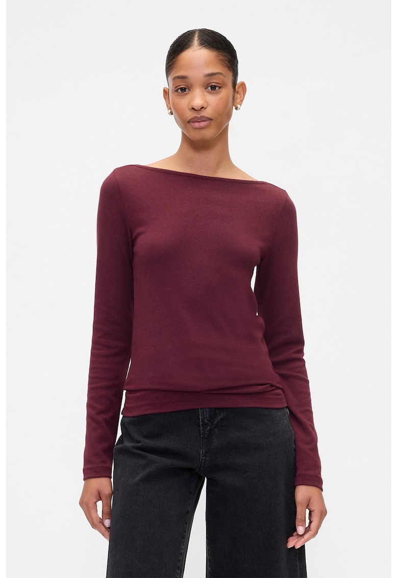 Bluza din amestec de modal cu decolteu barcuta