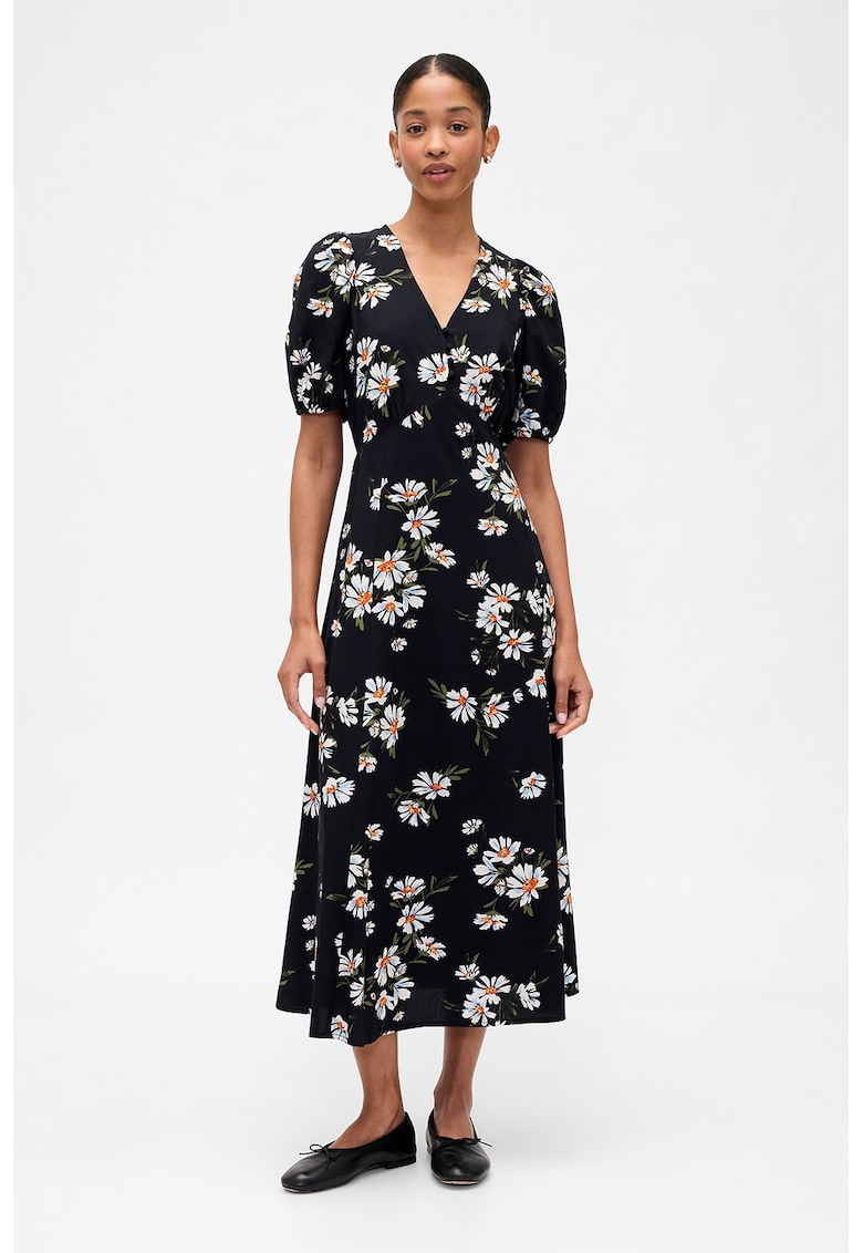 Rochie cu decolteu in V si maneci bufante