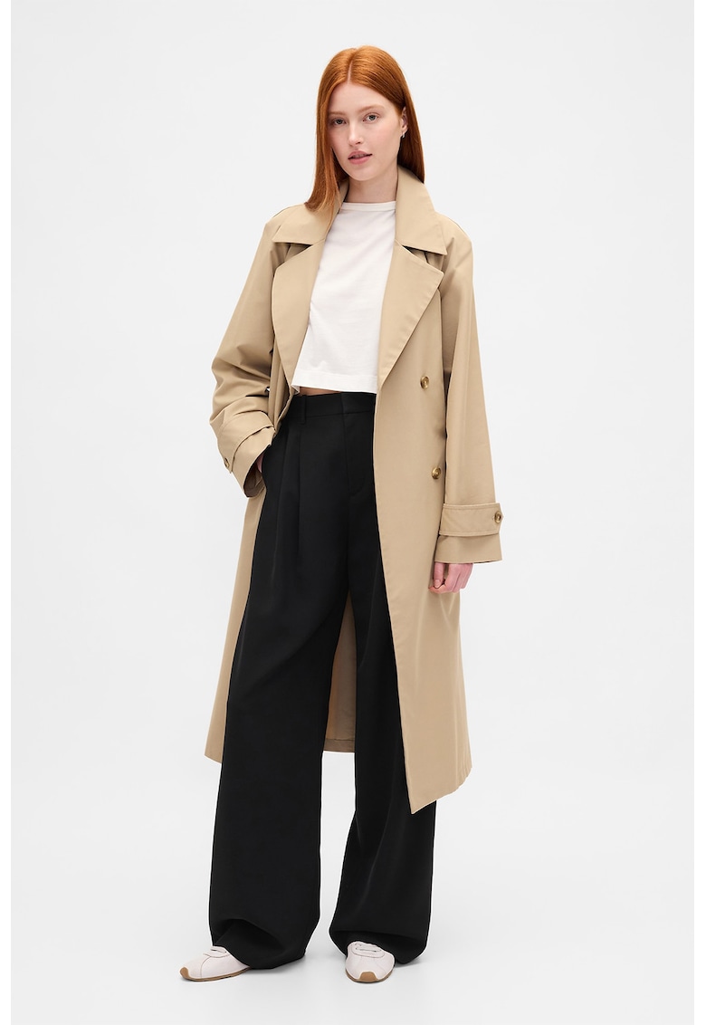 Pantaloni cu croiala ampla si talie inalta - Negru