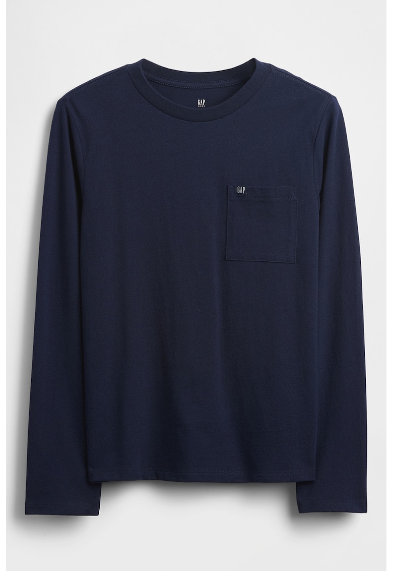 Bluza de bumbac cu buzunar pe piept