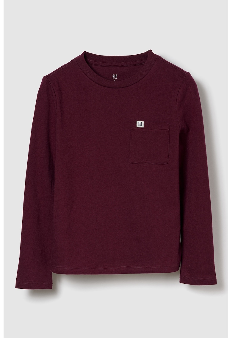 Bluza de bumbac cu buzunar pe piept