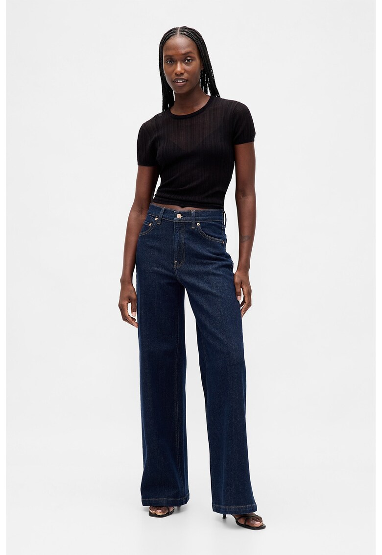 Blugi cu croiala ampla si talie inalta - Albastru ultramarin