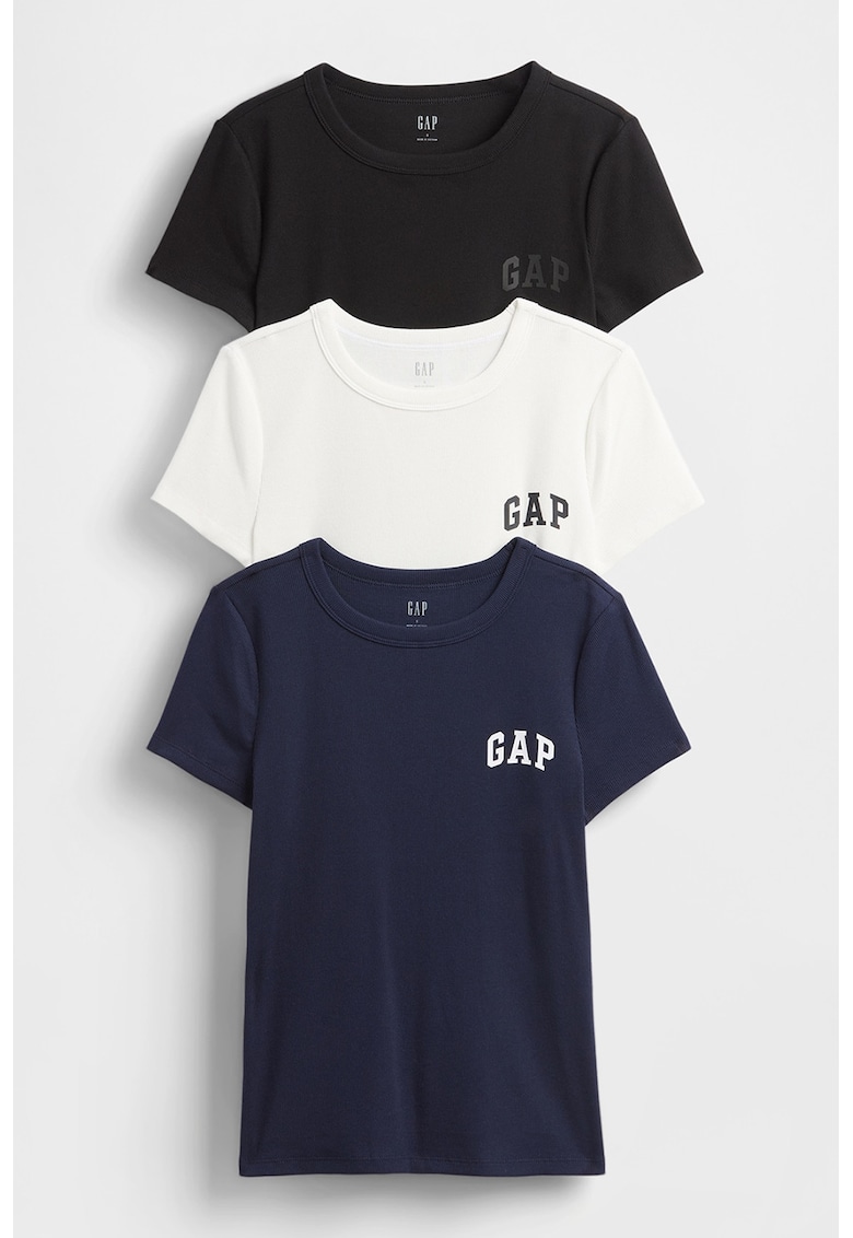 Set de tricouri din amestec de bumbac cu decolteu la baza gatului - 3 piese