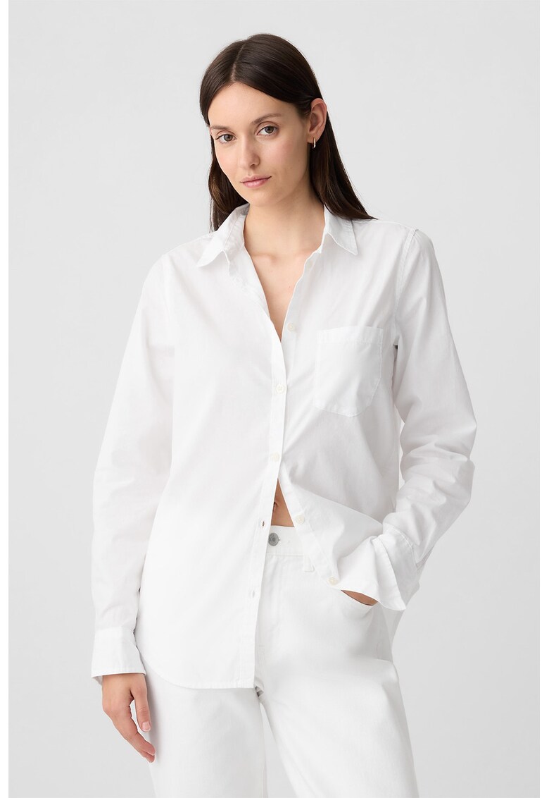 Camasa de bumbac cu maneci lungi - Alb optic
