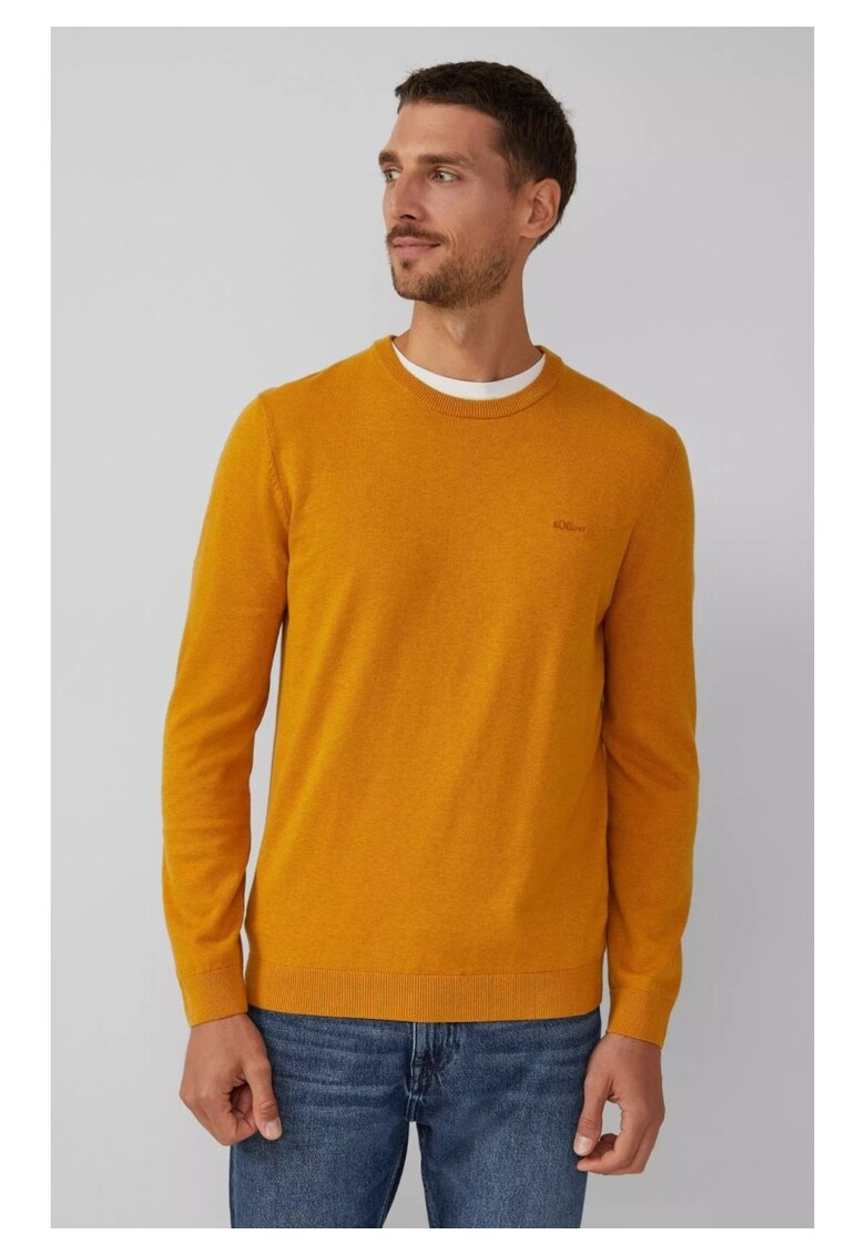 Pulover de bumbac cu decolteu la baza gatului