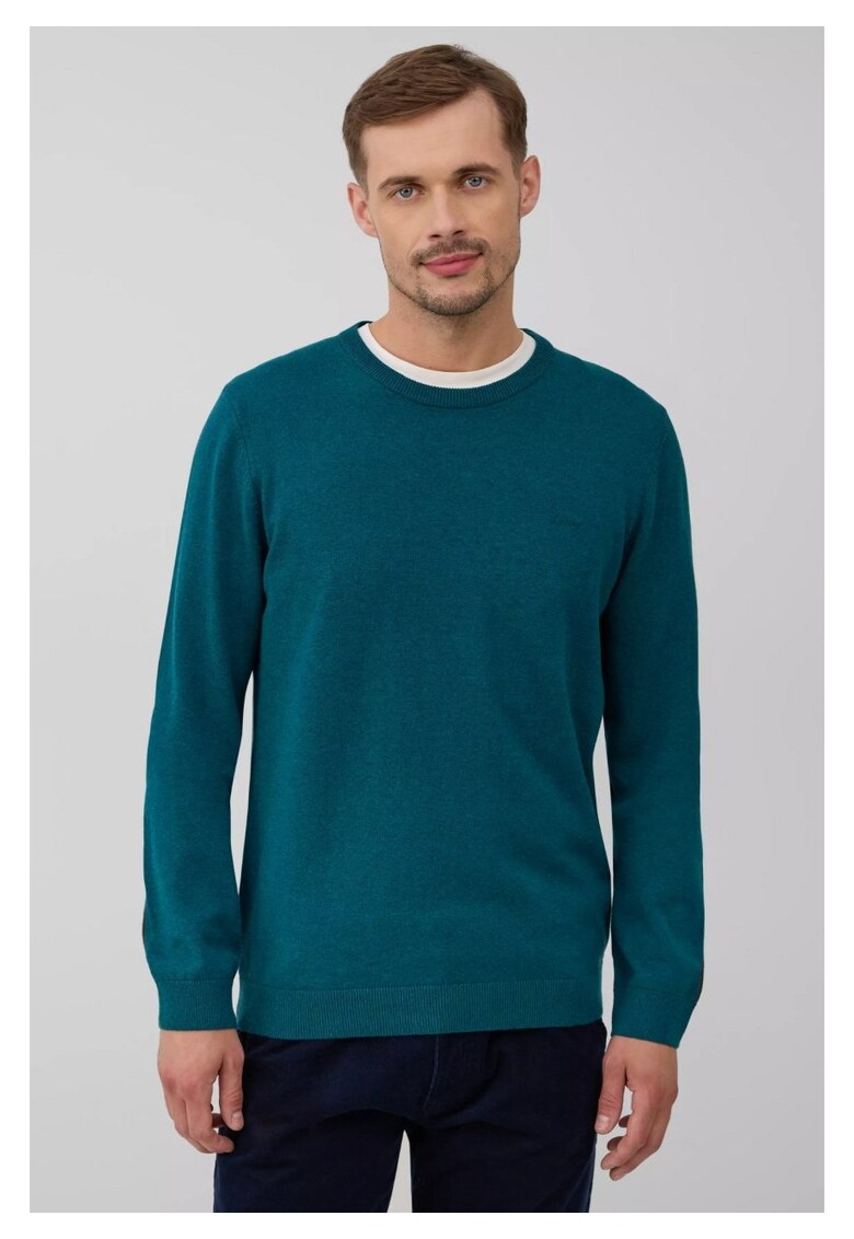 Pulover de bumbac cu decolteu la baza gatului