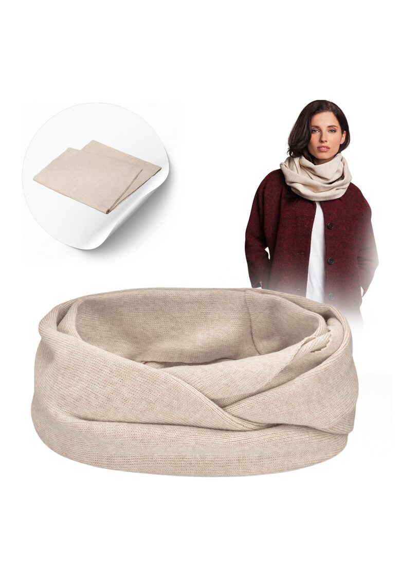 Esarfa de iarna - esarfa tubulara pentru femei - universala - 70 cm x 40 cm - 100% acrilic - calduroasa - confortabila - eleganta - perfecta pentru toamna si primavara - bej - include: esarfa - material: acrilic - proprietati: rezistenta la vant - usor