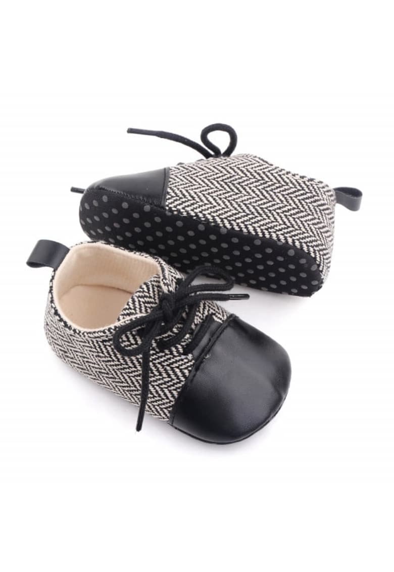 Pantofi eleganti Model AL 20224 ZigZag - Textil - Pentru bebelusi - Baieti - 9-12 - Negru cu alb -