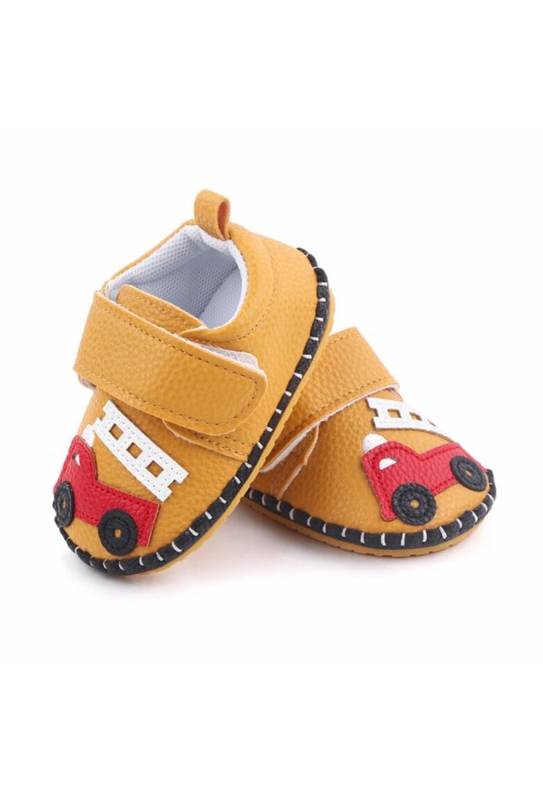 Pantofi pentru bebelusi Model AL 20118 Masinuta - Piele ecologica - Baieti - 3-6 luni - Maro -