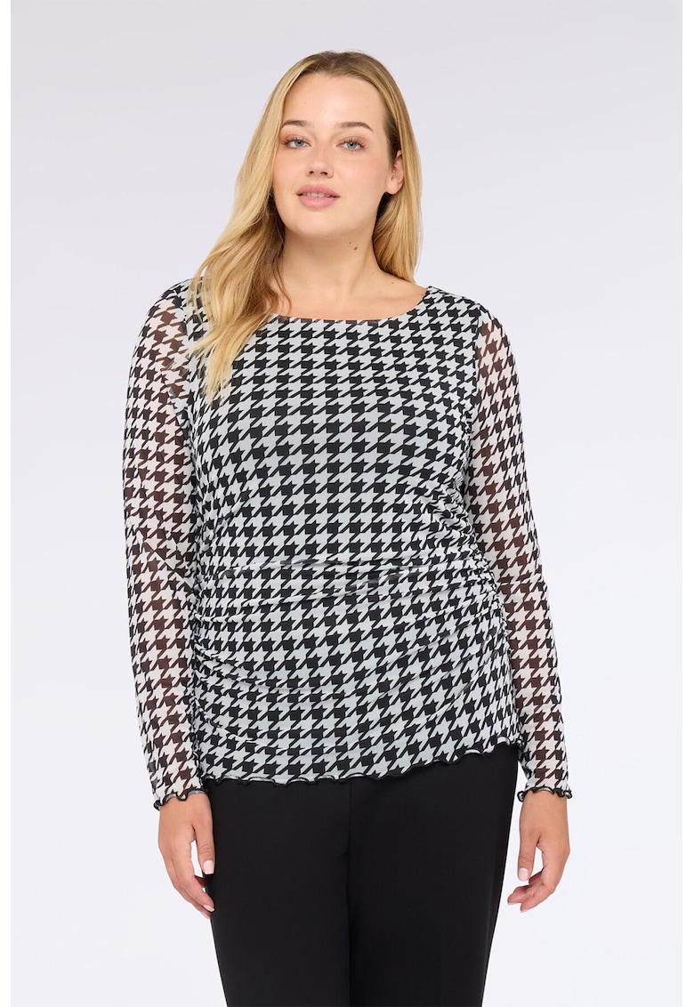 Bluza cu model houndstooth - Alb/Negru