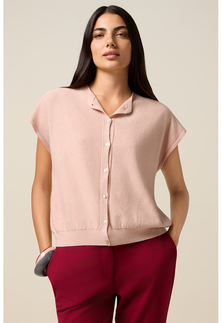 Cardigan cu maneci scurte si insertii stralucitoare