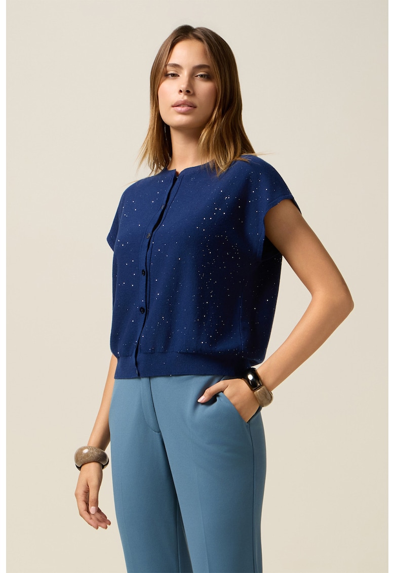 Cardigan cu maneci scurte si insertii stralucitoare