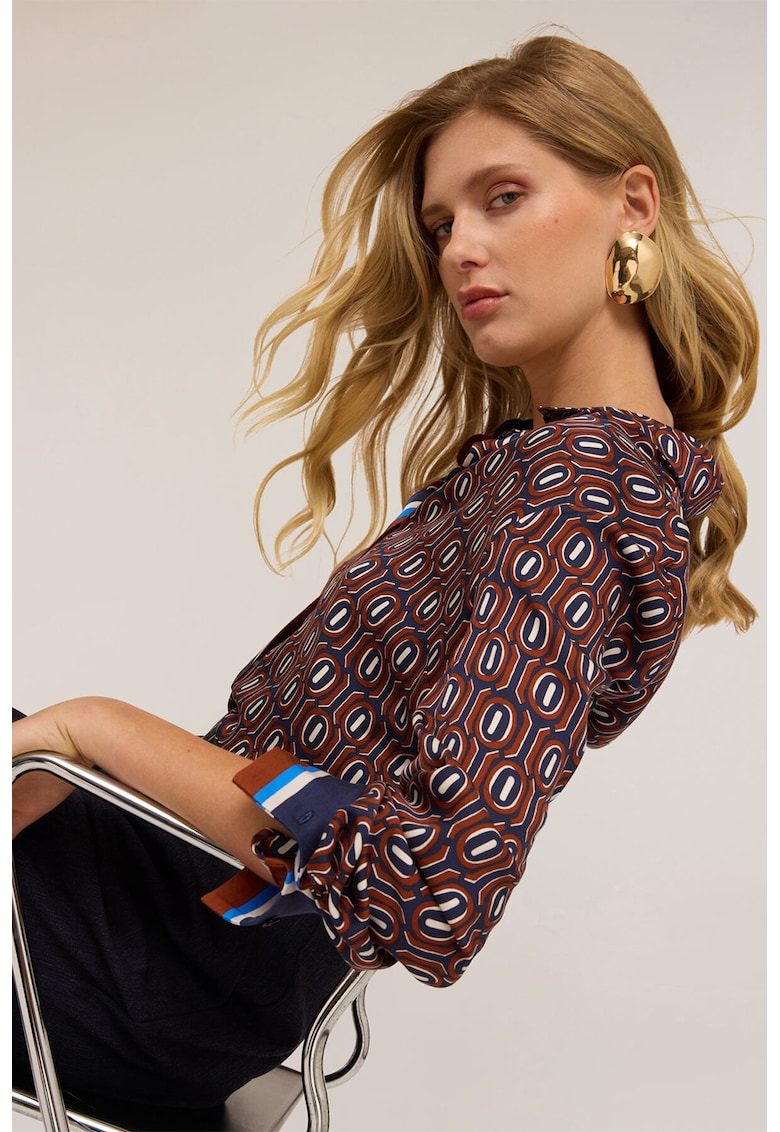 Camasa din satin cu model geometric