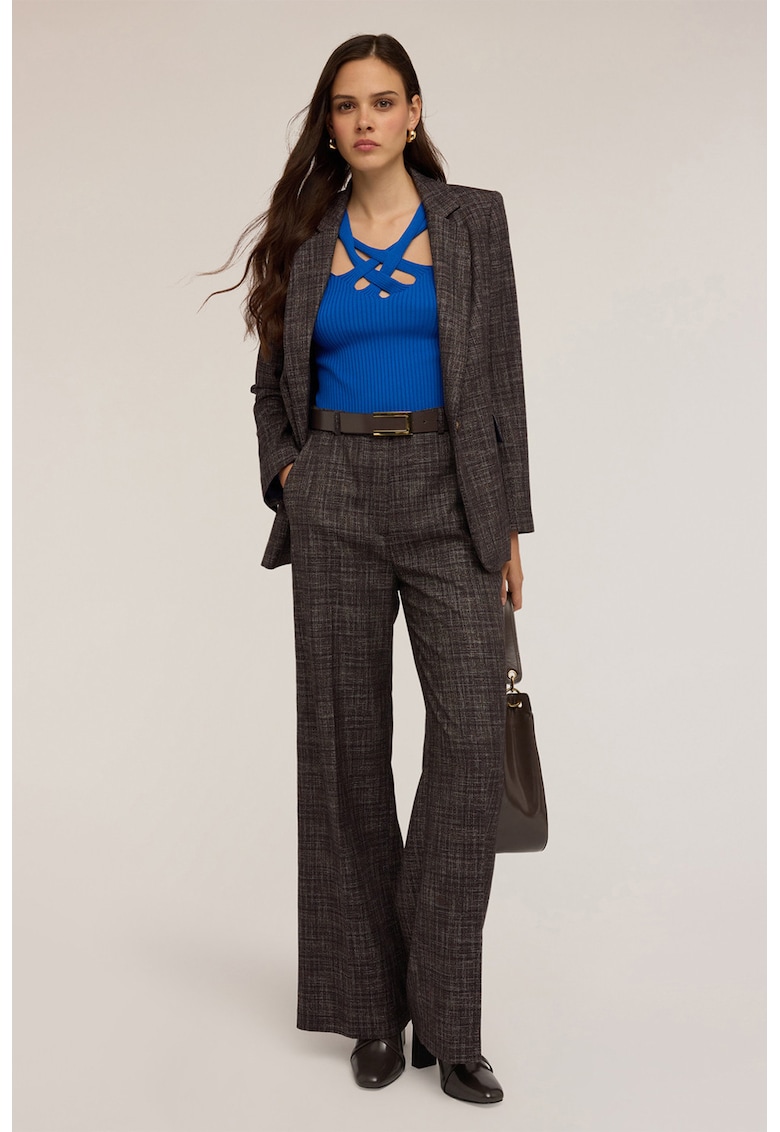 Pantaloni palazzo cu talie inalta