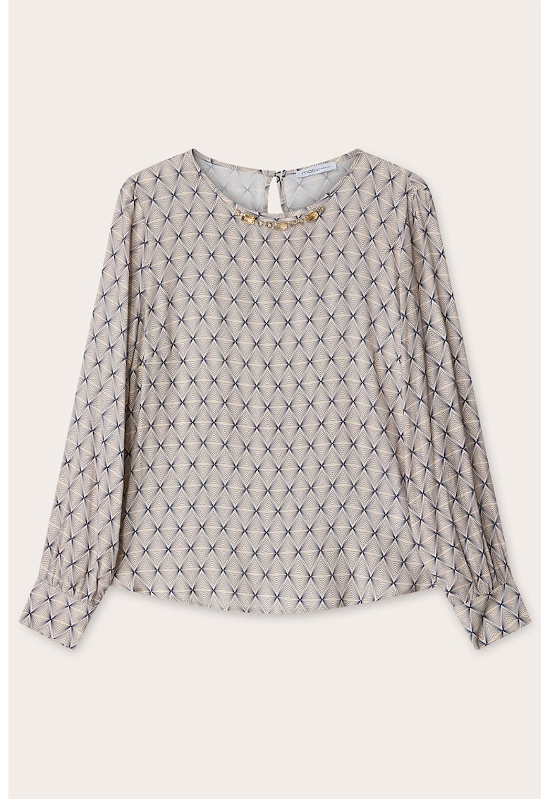 Bluza cu model si decolteu cu bijuterii