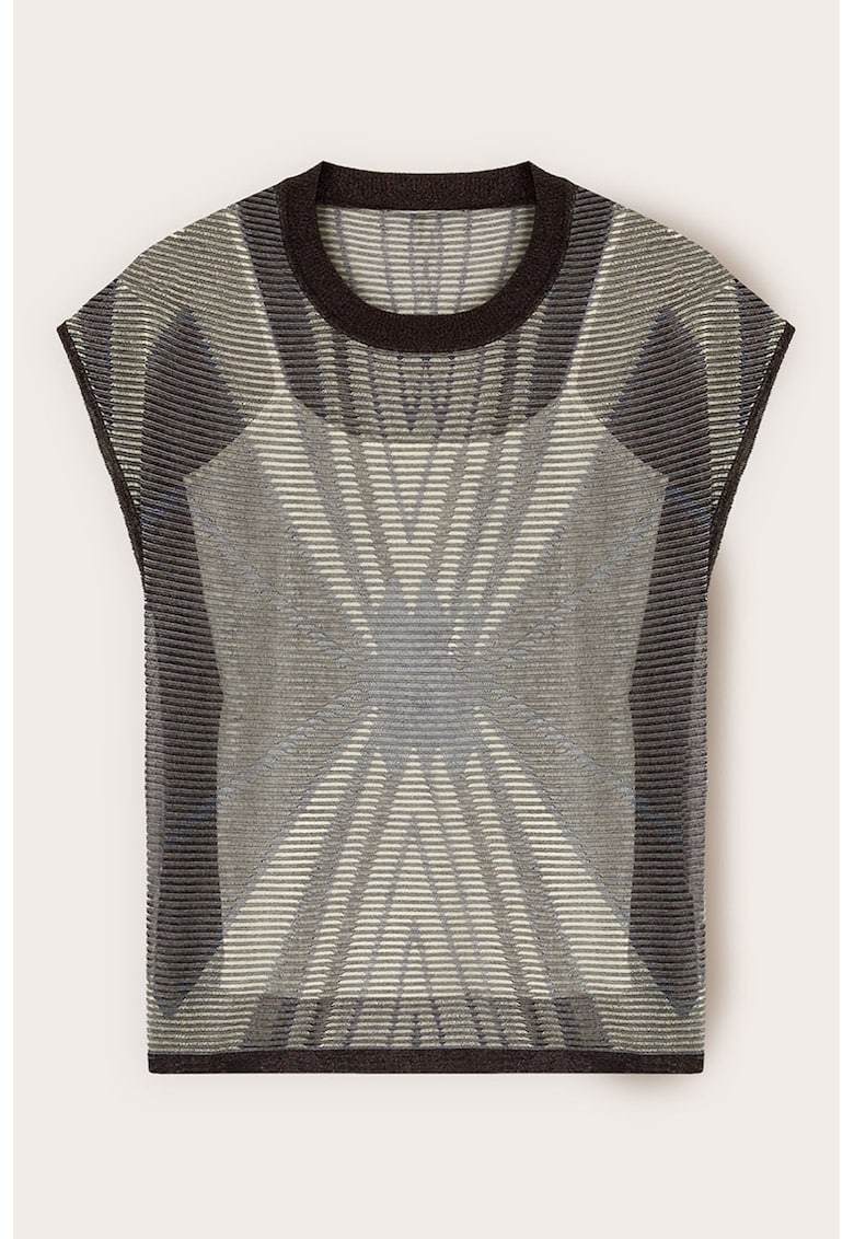Tricou cu decolteu la baza gatului si imprimeu grafic
