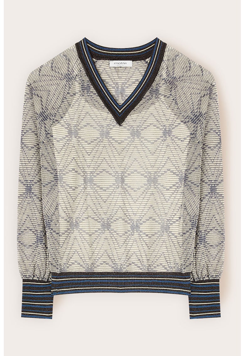 Pulover tricotat cu decolteu in V